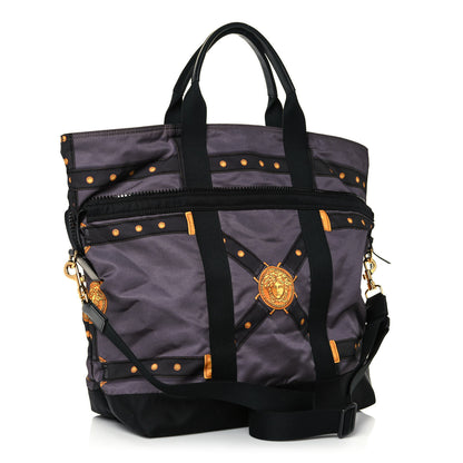 Versace Nylon Tribute Print Convertible Tote Grey 4 of 13