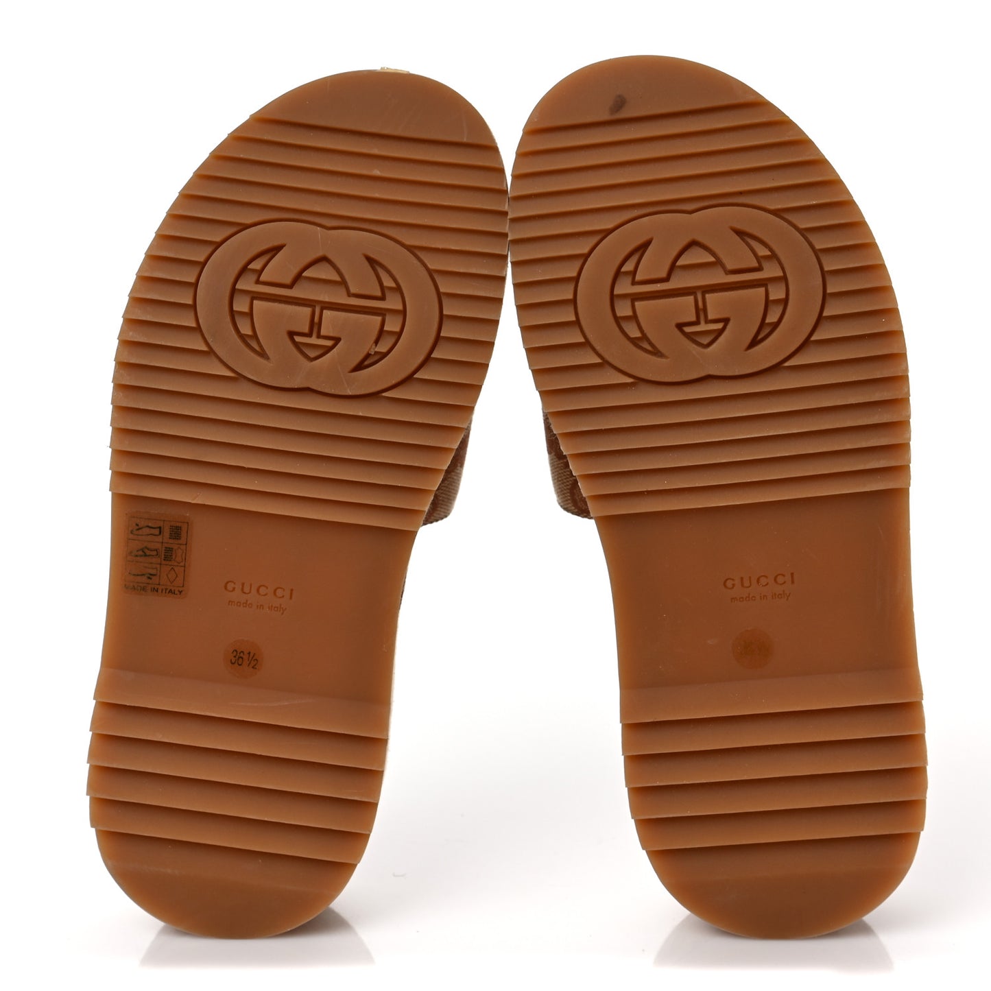 Canvas GG Monogram Angelina Platform Slide Sandals 36.5 Beige Ruggine