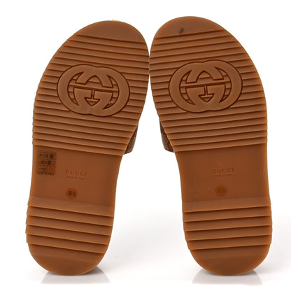 Gucci Canvas GG Monogram Angelina Platform Slide Sandals 36.5 Beige Ruggine 5 of 7