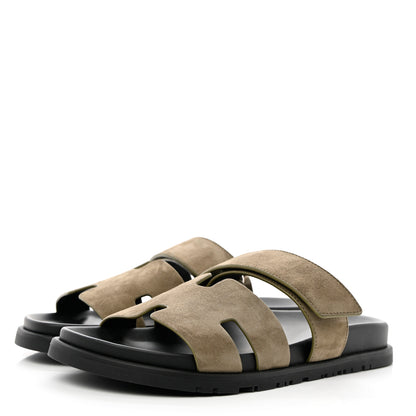 Hermes Suede Goatskin Mens Chypre Sandals 39 Vert Toundra 3 of 9