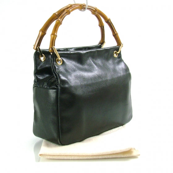 Gucci Leather Bamboo Handle Small Tote Black 3 of 11