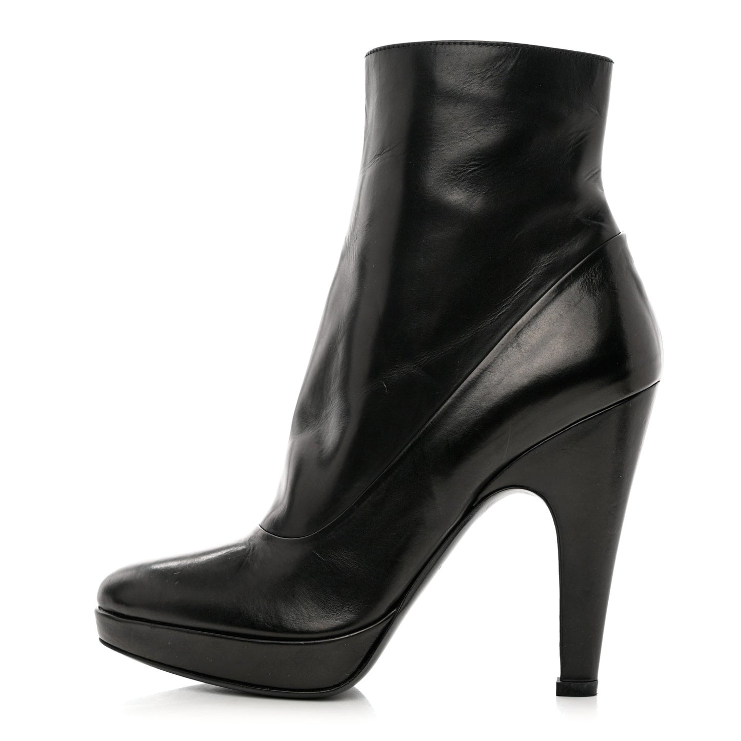 Soft Lux Calfskin Platform Ankle Boots 36 Black
