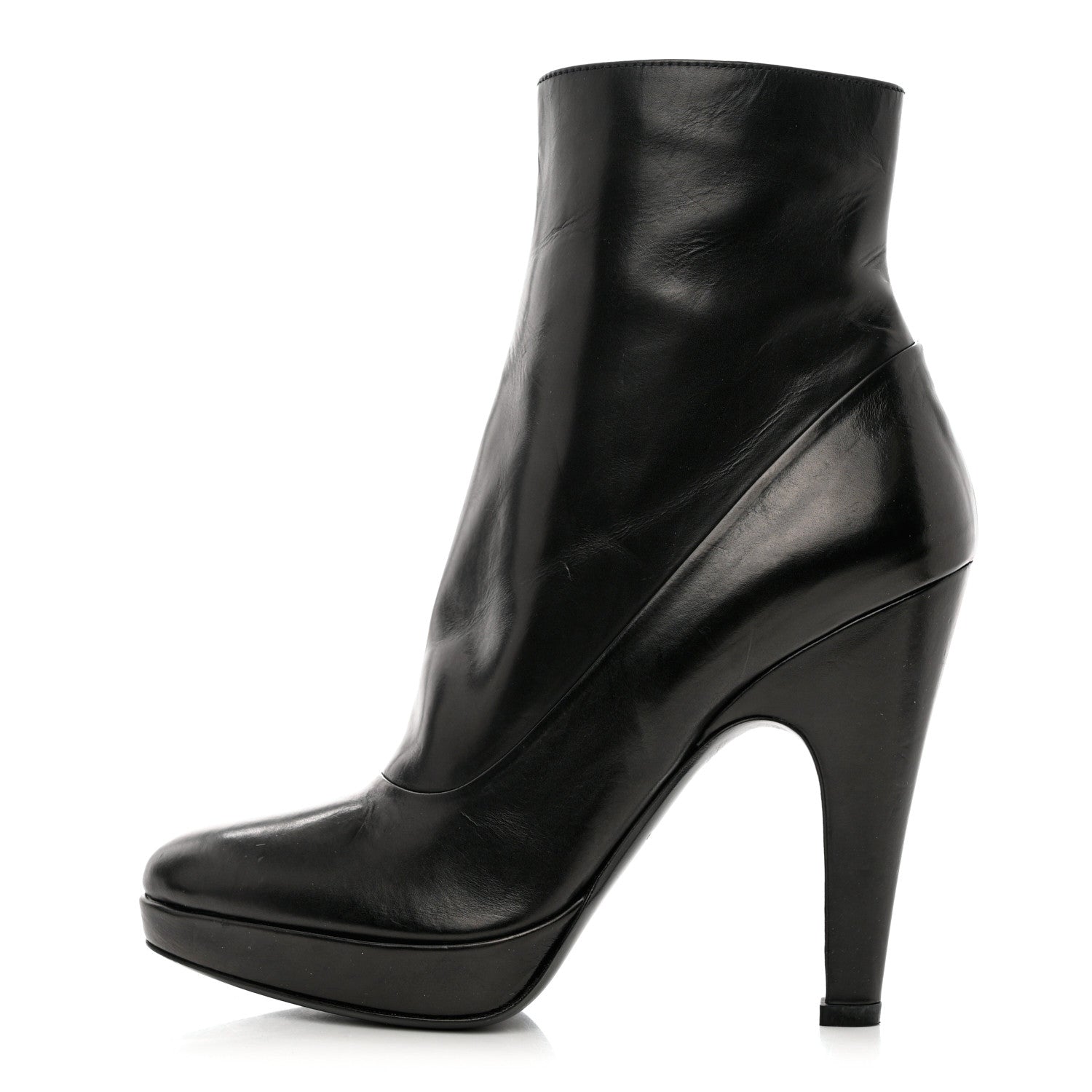 Prada Soft Lux Calfskin Platform Ankle Boots 36 Black 1 of 9