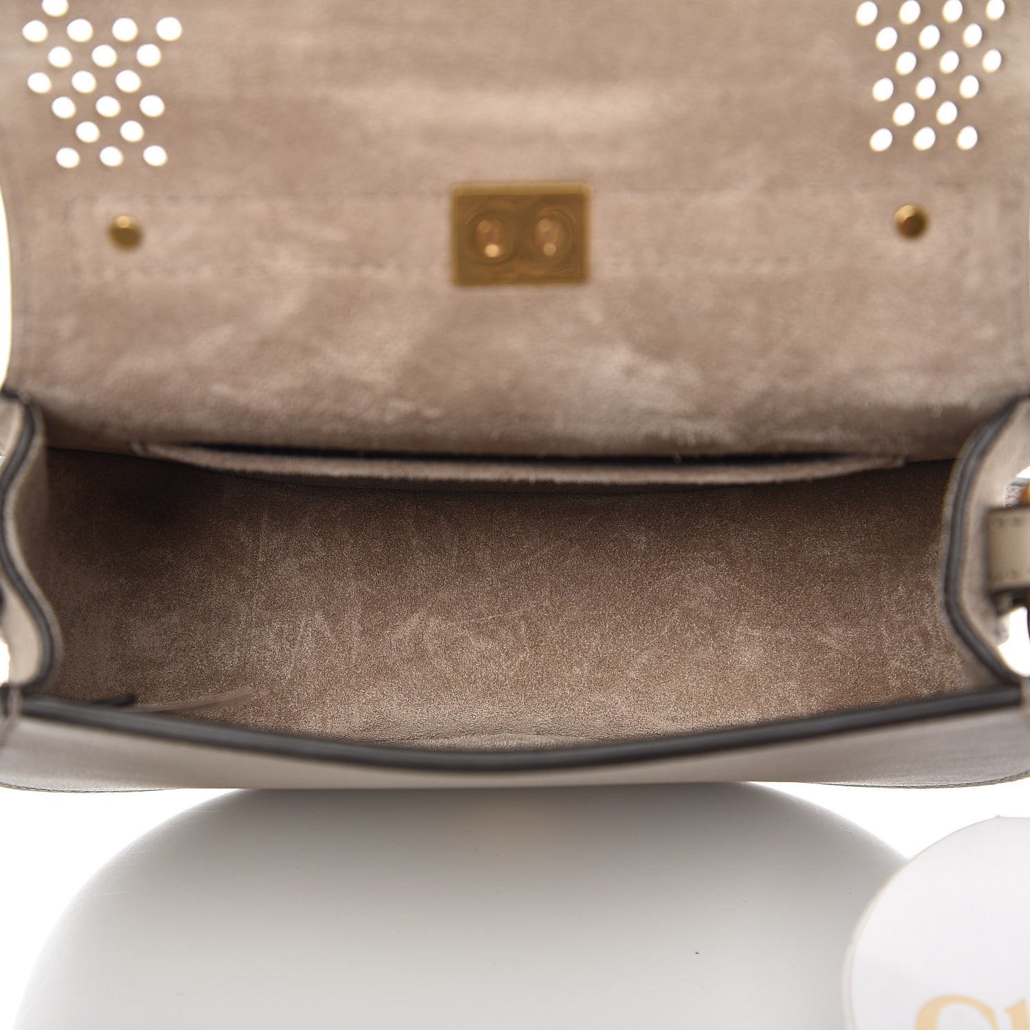 Chloe Calfskin Suede Paisley Patchwork Perforated Small Nile Bracelet Bag Motty Grey 5 of 8
