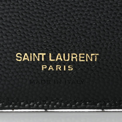 Saint Laurent Grain De Poudre Matelasse Chevron Monogram Zipped Two-Part Wallet Black 6 of 7