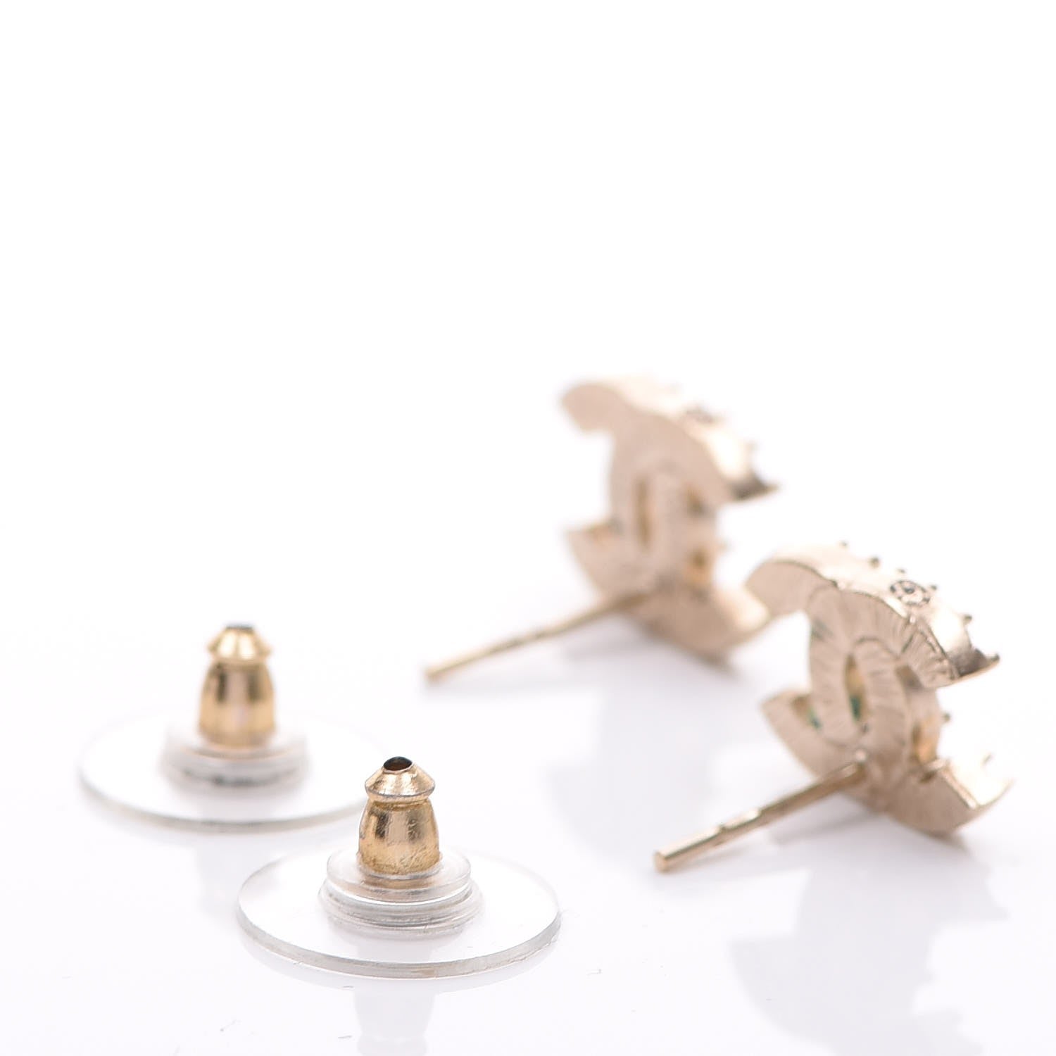 Chanel Crystal CC Earrings Light Gold 3 of 4