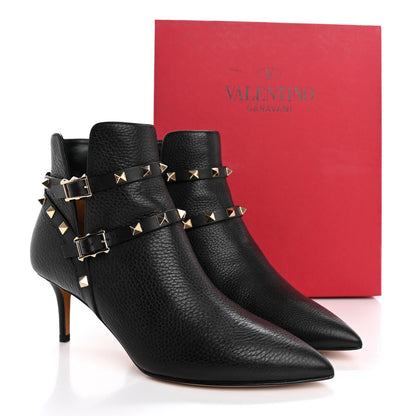 Valentino Garavani Pebbled Calfskin Rockstud Double Buckle 65mm Ankle Boots 38.5 Black 13 of 13