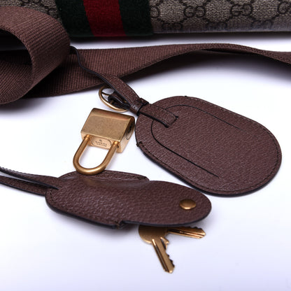 Gucci GG Supreme Monogram Textured Dollar Calfskin Web Medium Ophidia Carry-On Duffle Bag Beige Ebony New Acero 14 of 16