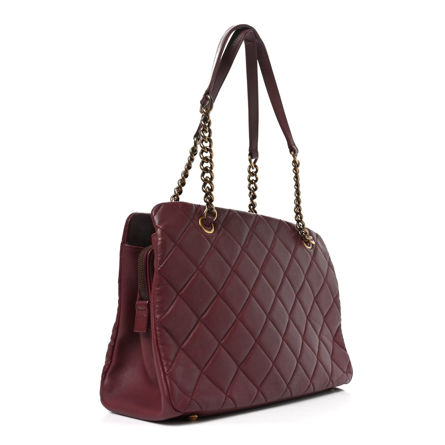 Chanel Calfskin Quilted Small CC Crown Tote Burgundy 3 of 10