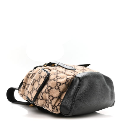 Gucci Covered Wool GG Monogram Small Double Buckle Backpack Beige Ebony Black 3 of 9