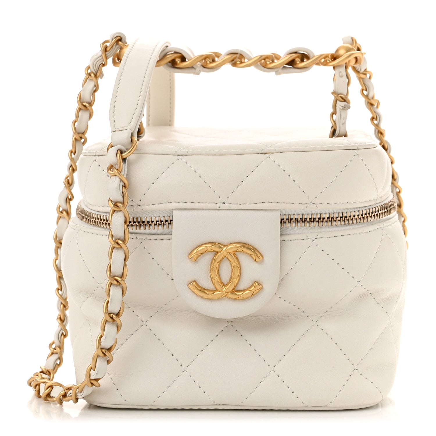 Chanel Calfskin Quilted Small Vanity Case With Chain White 1 of 12
