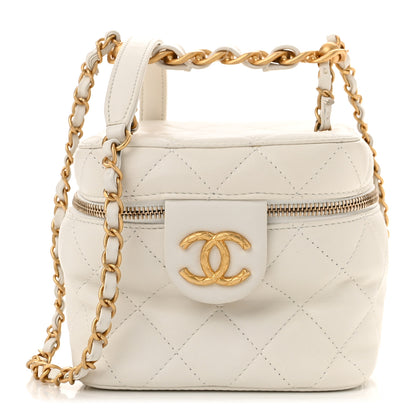 Chanel Calfskin Quilted Small Vanity Case With Chain White 1 of 12