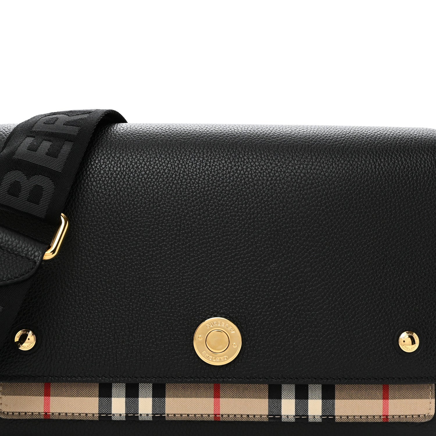 Burberry Grainy Calfskin Vintage Check Note Crossbody Bag Black 8 of 10