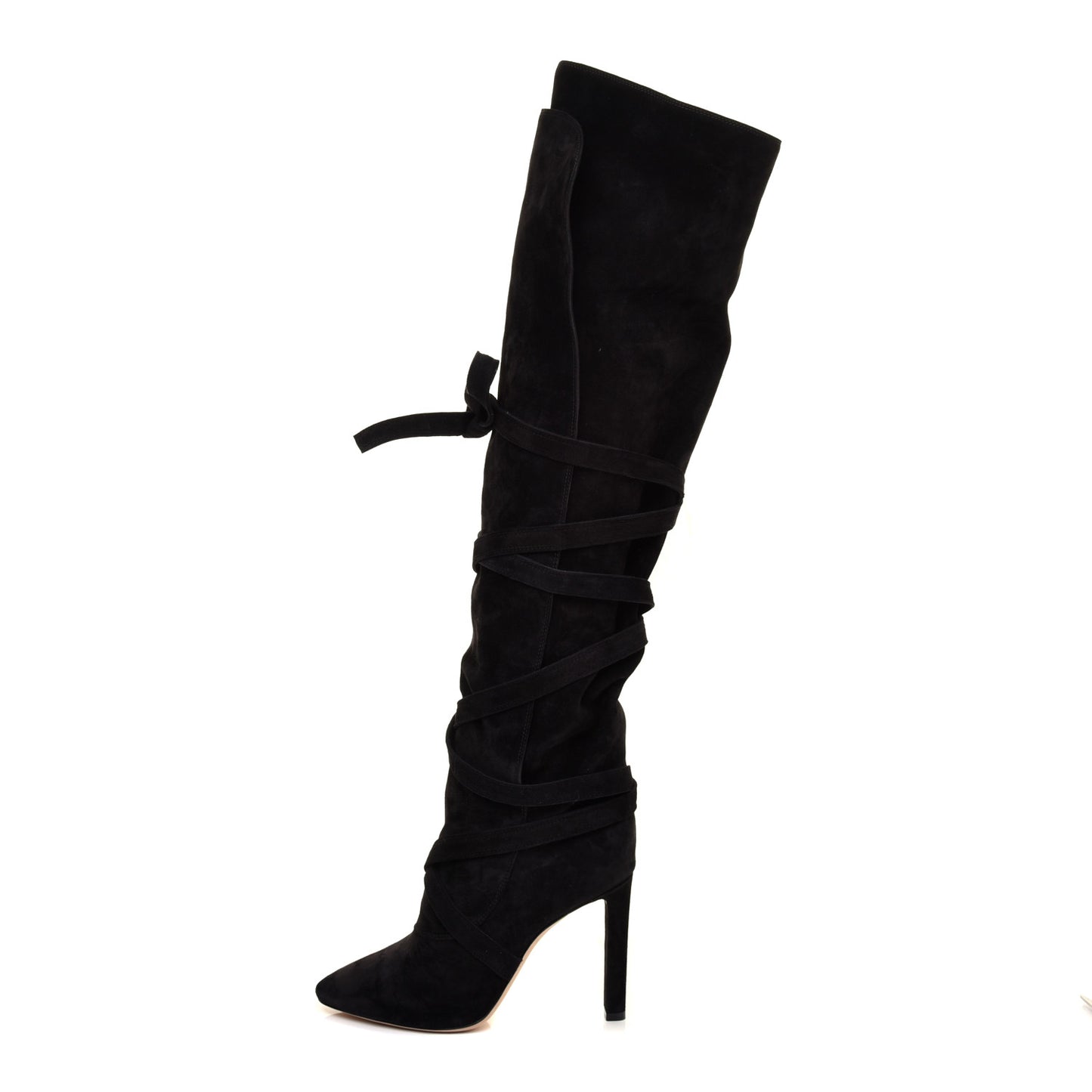 Suede Meurice Wraparound Over The Knee Boots 39 Black