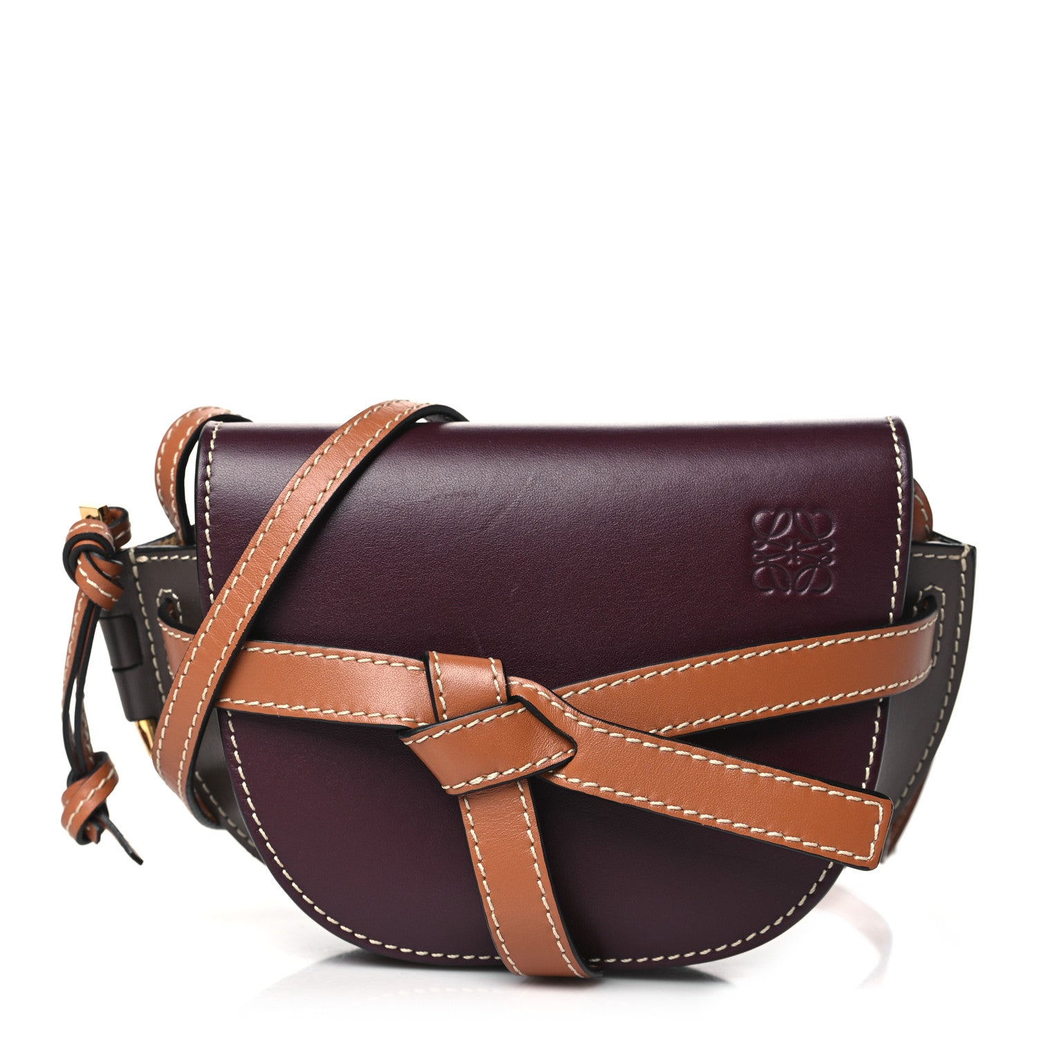 Loewe Calfskin Mini Gate Crossbody Bag Oxblood Tan Taupe 1 of 10