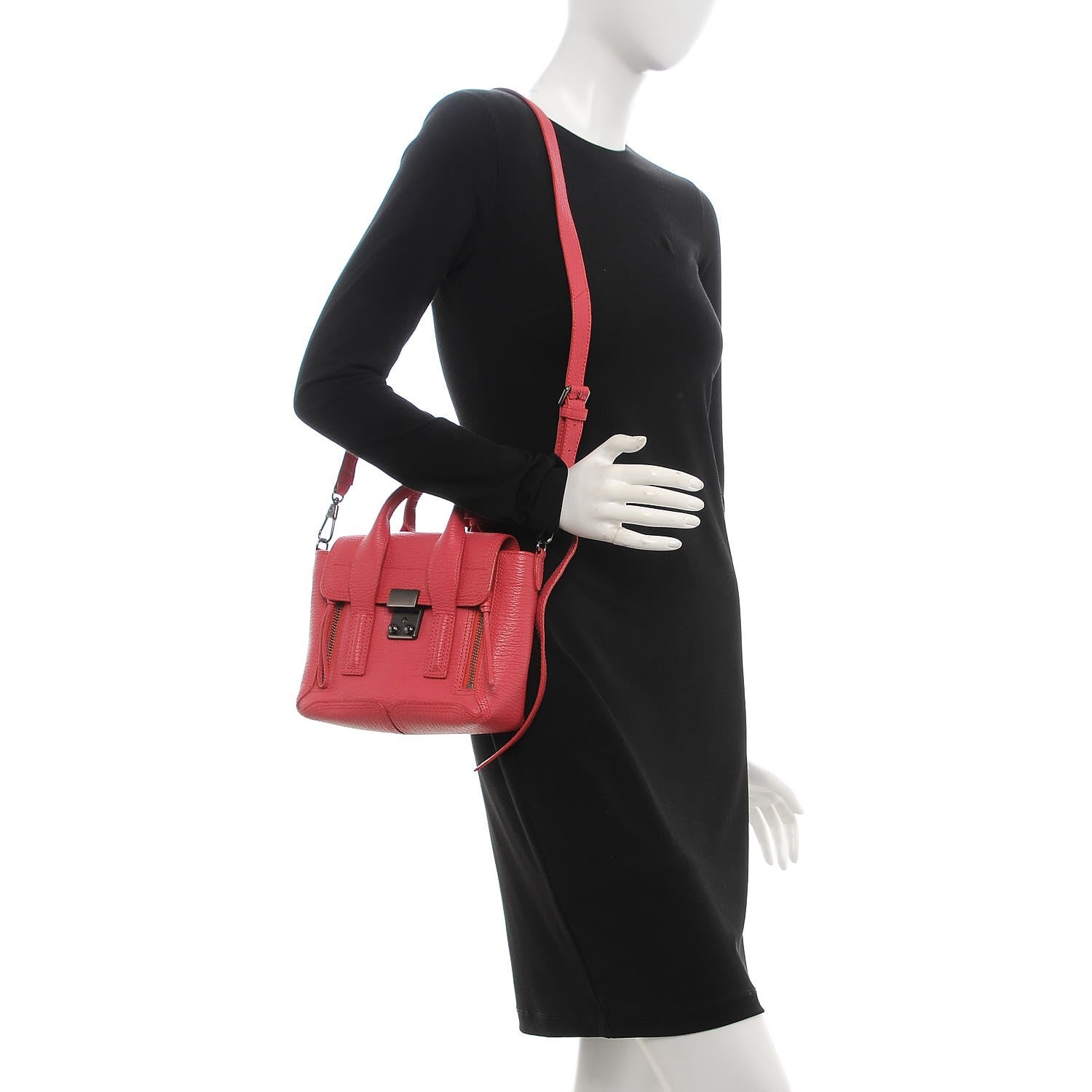 3.1 Phillip Lim 3.1 Textured Calfskin Mini Pashli Satchel Raspberry 2 of 7