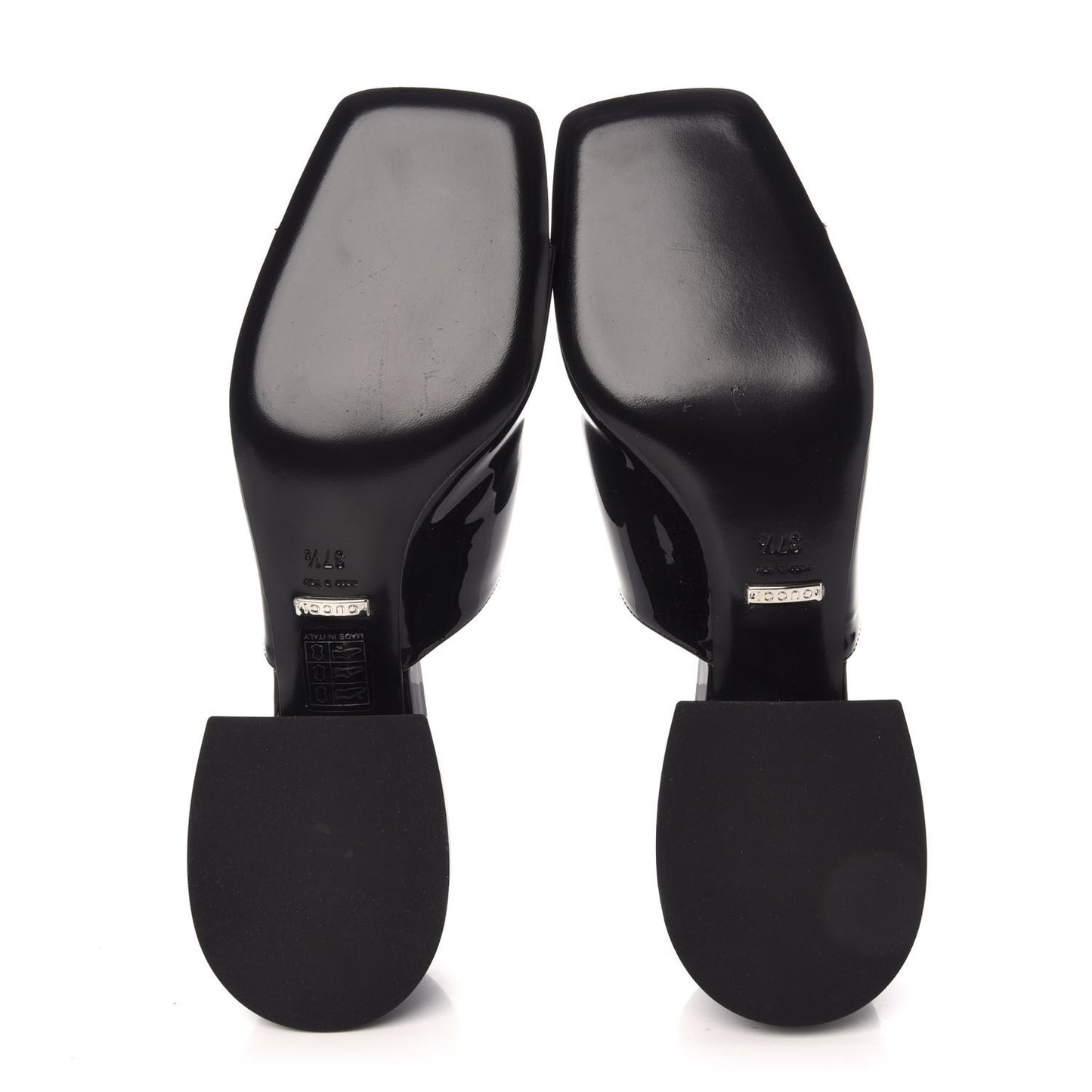 Patent Lexi Horsebit Mid-Heel Slide Sandals 37.5 Black