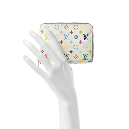 Louis Vuitton Monogram Multicolor Zippy Coin Purse Wallet White Litchi 2 of 6