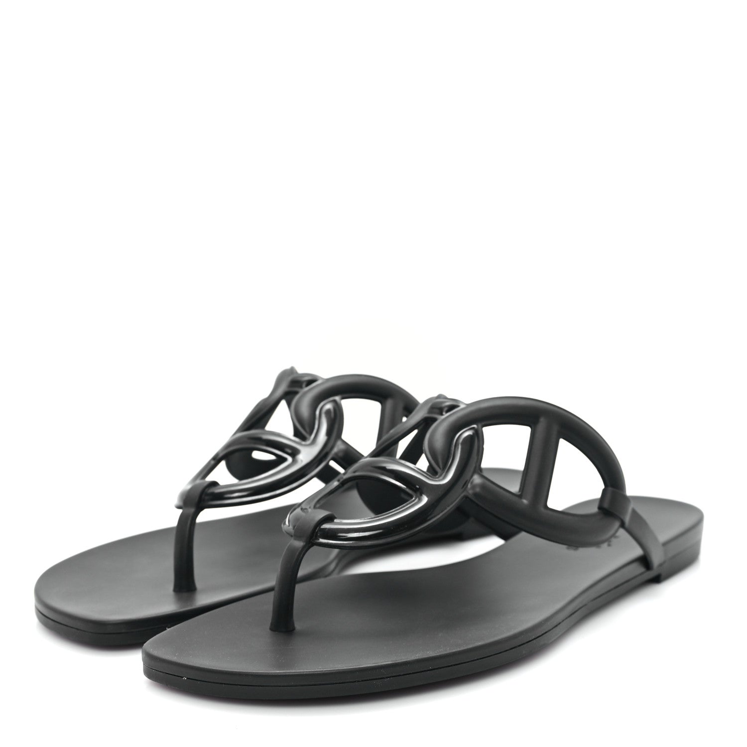 Hermes Rubber Womens Egerie Sandals 38 Black 3 of 10