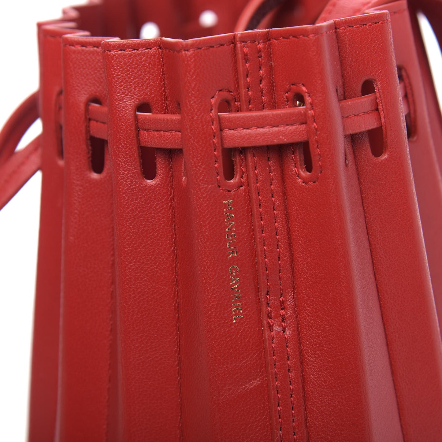 Vegetable Tanned Calfskin Pleated Mini Bucket Bag Fiesta Flamma