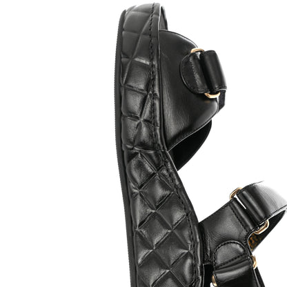 Chanel Shiny Calfskin Logo Platform Sandals 39 Black 11 of 14