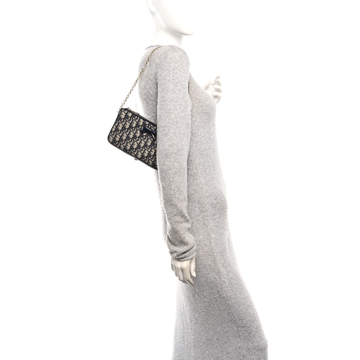Christian Dior Oblique Bow Pouch With Chain Blue 2 of 11