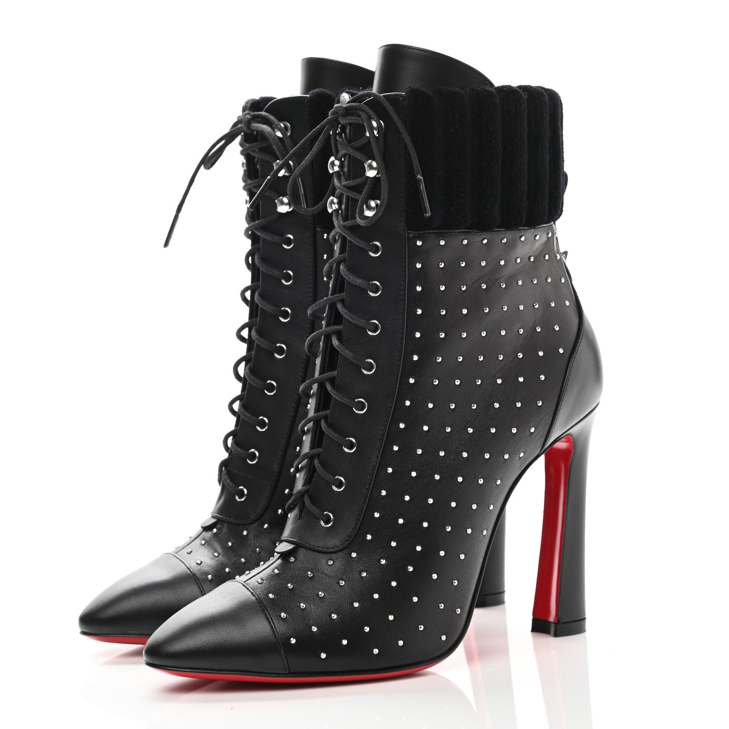Christian Louboutin Calfskin Studded Dakita 100 Booties 37 Black 3 of 8