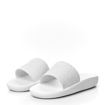 Louis Vuitton Rubber Monogram Embossed Sunbath Flat Mule 40 White 3 of 9