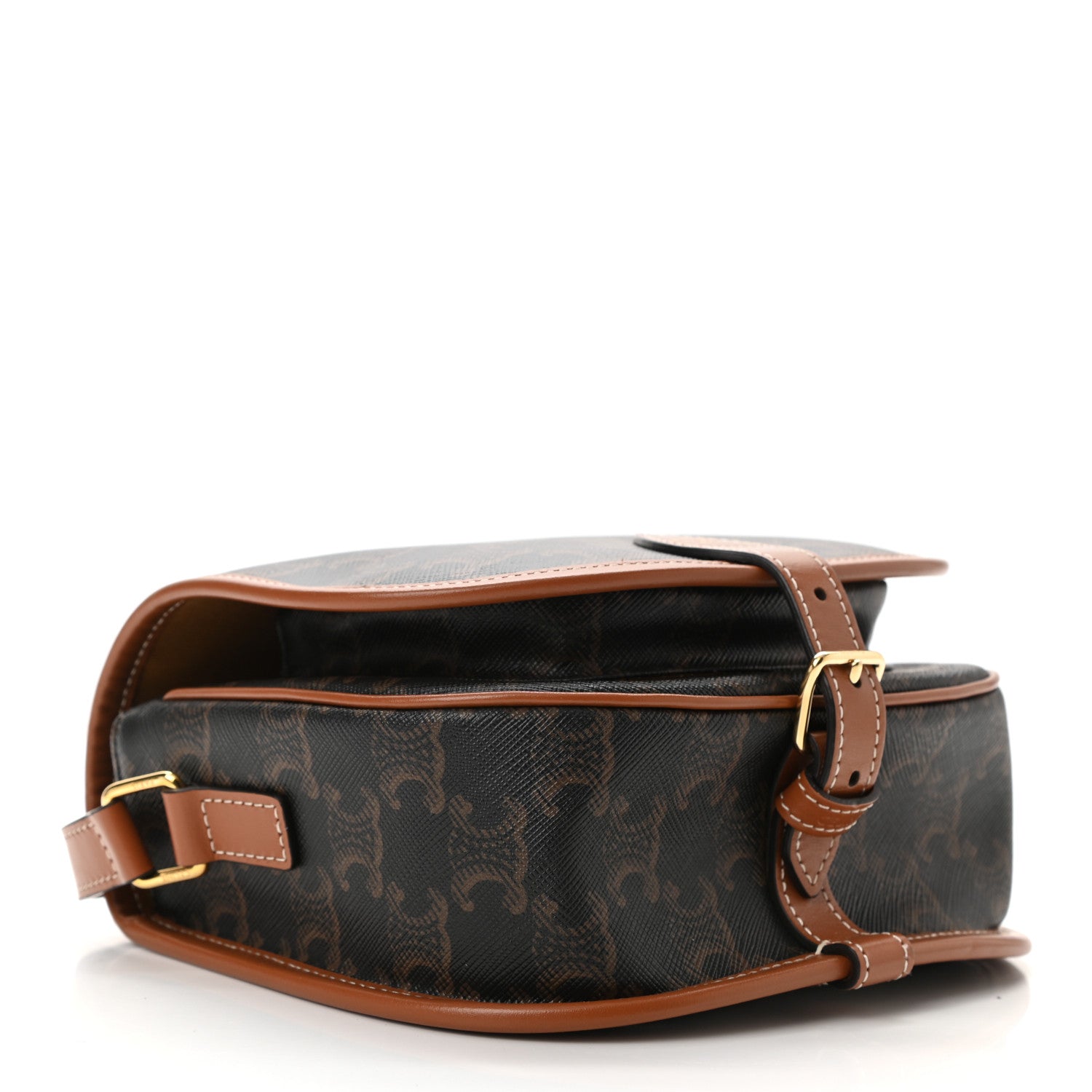 Celine Triomphe Canvas Medium Folco Bag Tan 4 of 12