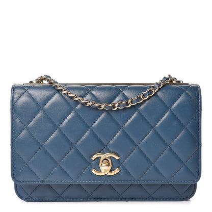 Chanel Lambskin Quilted Trendy CC Wallet On Chain WOC Blue 1 of 27
