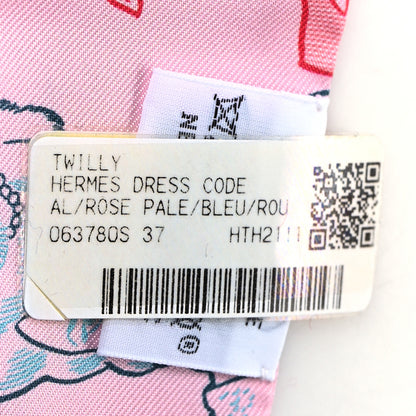 Hermes Silk Dress Code Twilly Rose Pale Bleu Rouge 4 of 4