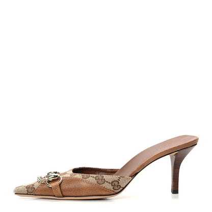 Gucci Monogram GG Horsebit Mules 7.5 Brown 1 of 9