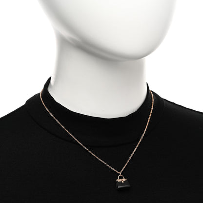 Hermes 18K Rose Gold Black Jade Kelly Amulettes Pendant Necklace 2 of 5