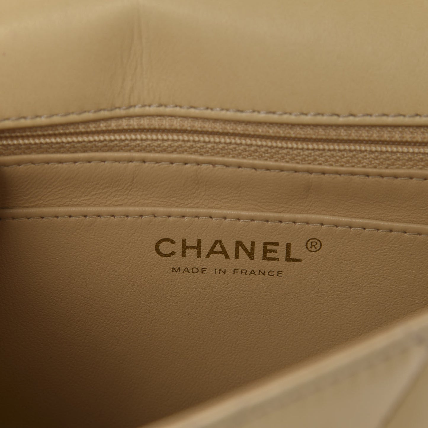 Lambskin Quilted Small Single Flap Beige