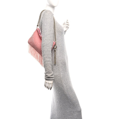 Jimmy Choo Satin Bead Embellished Callie Fringe Tassel Chain Evening Bag Pink 2 of 10