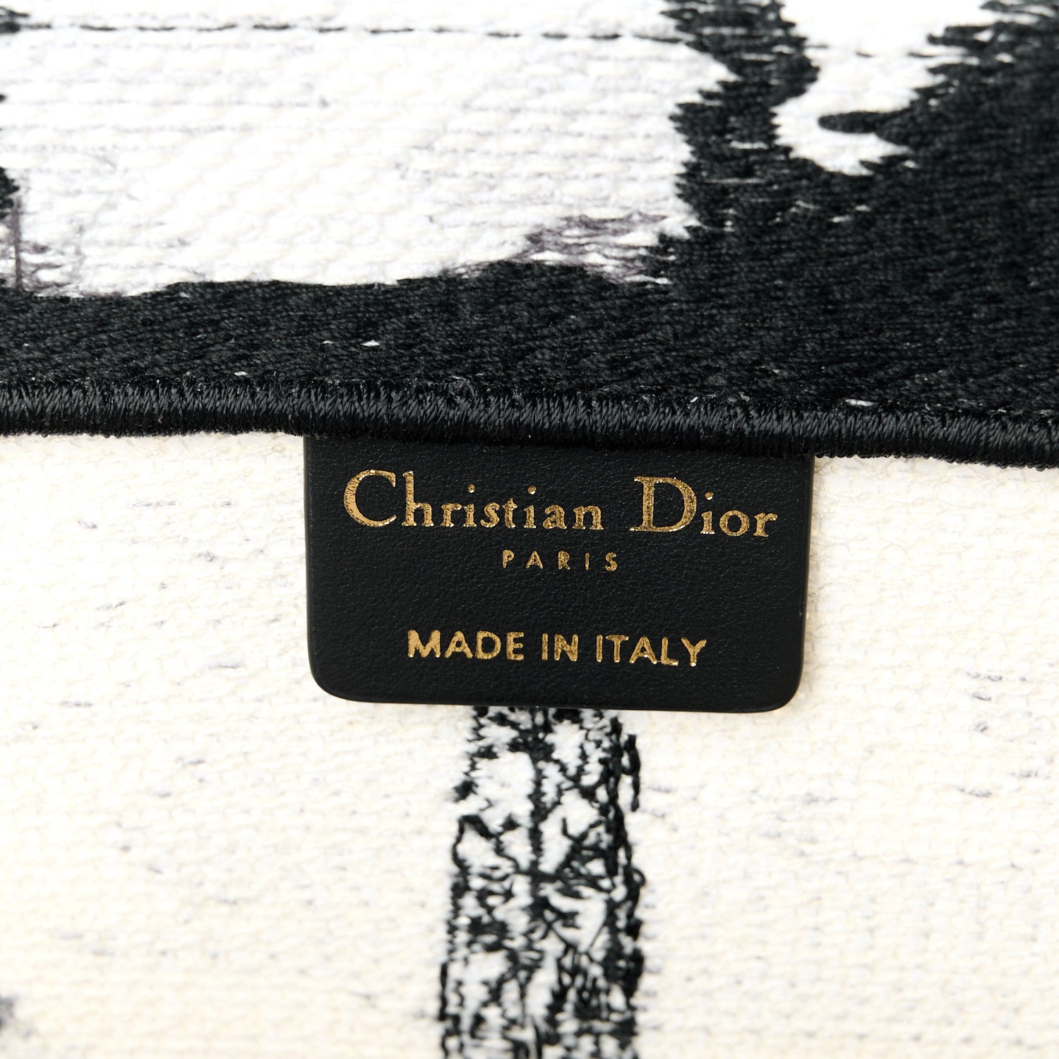 Christian Dior Canvas Embroidered Medium Paris Book Tote White Black 6 of 10