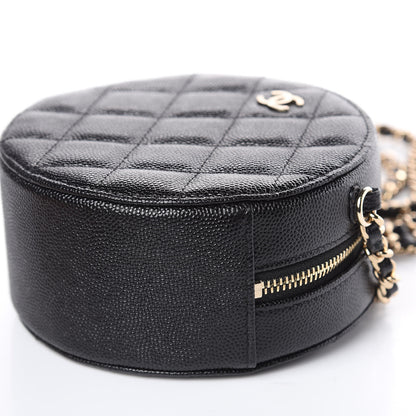 Chanel Caviar Quilted Round Clutch With Chain Black 9 of 10