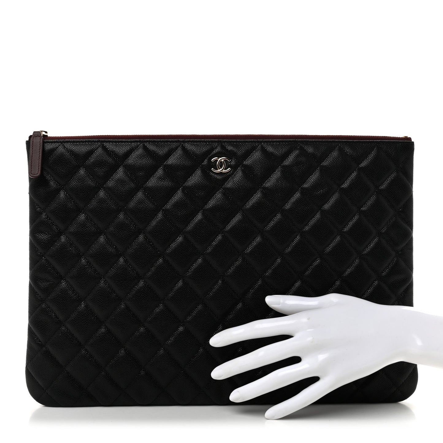 Caviar Quilted Large Cosmetic Case Black
