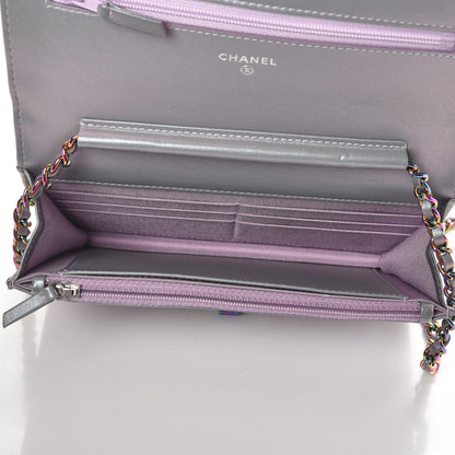 Chanel Iridescent Lambskin Chevron Quilted Reissue Wallet On Chain WOC Light Purple 5 of 9