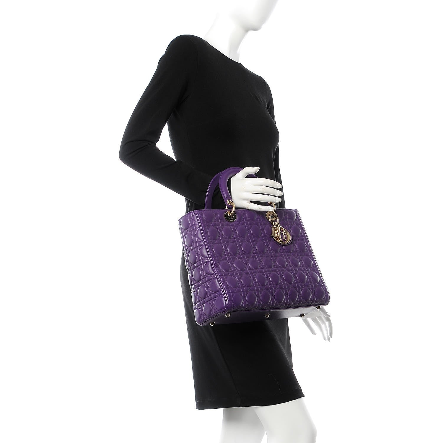 Christian Dior Lambskin Cannage Large Lady Dior Purple 2 of 7
