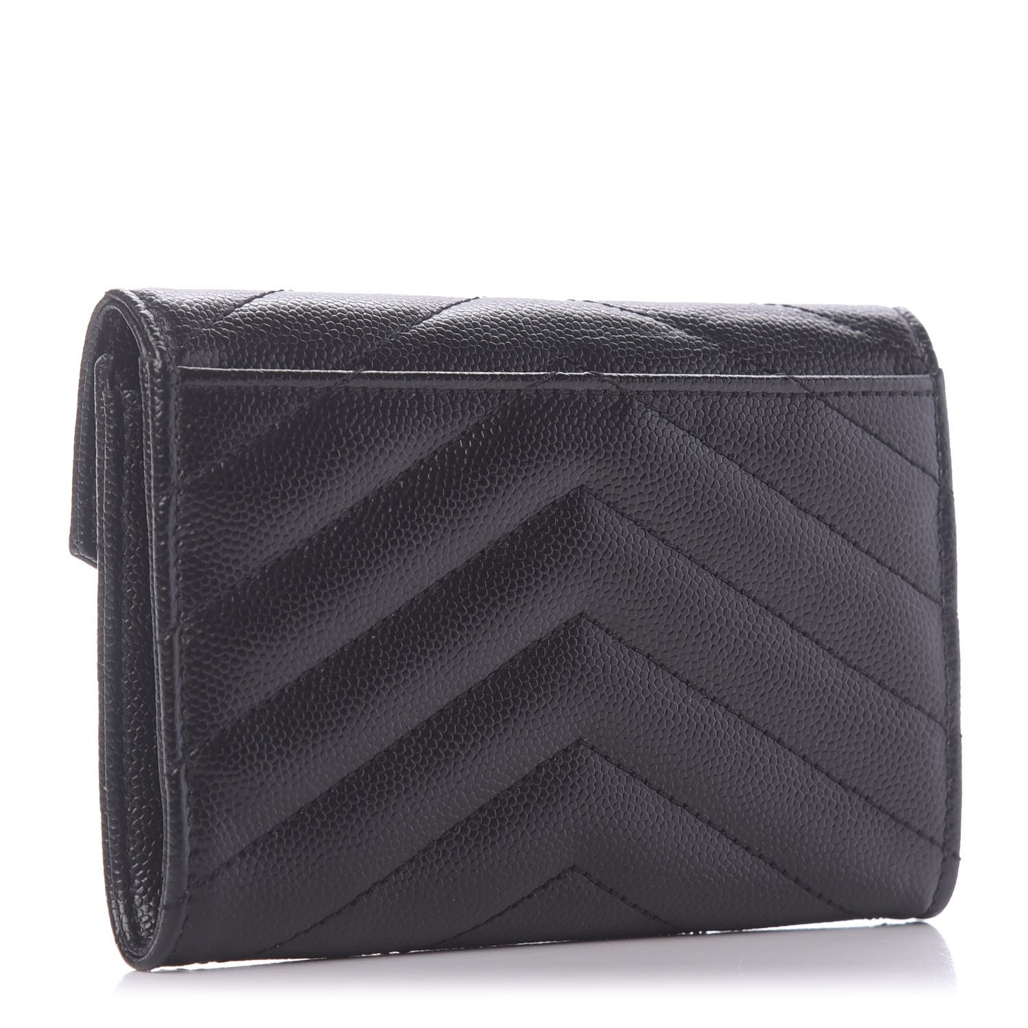 Saint Laurent Grain De Poudre Matelasse Chevron Small Monogram Envelope Wallet Black 3 of 10