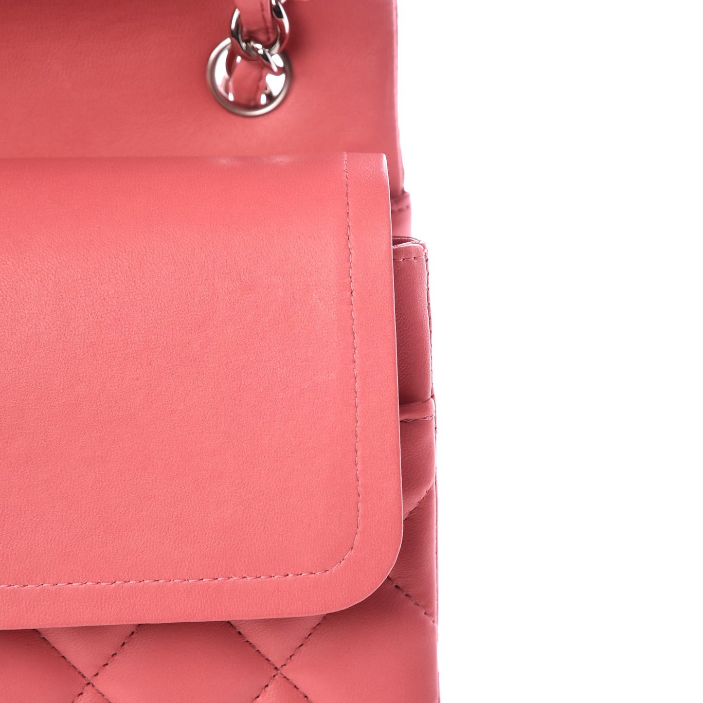 Lambskin Quilted Jumbo Double Flap Dark Pink