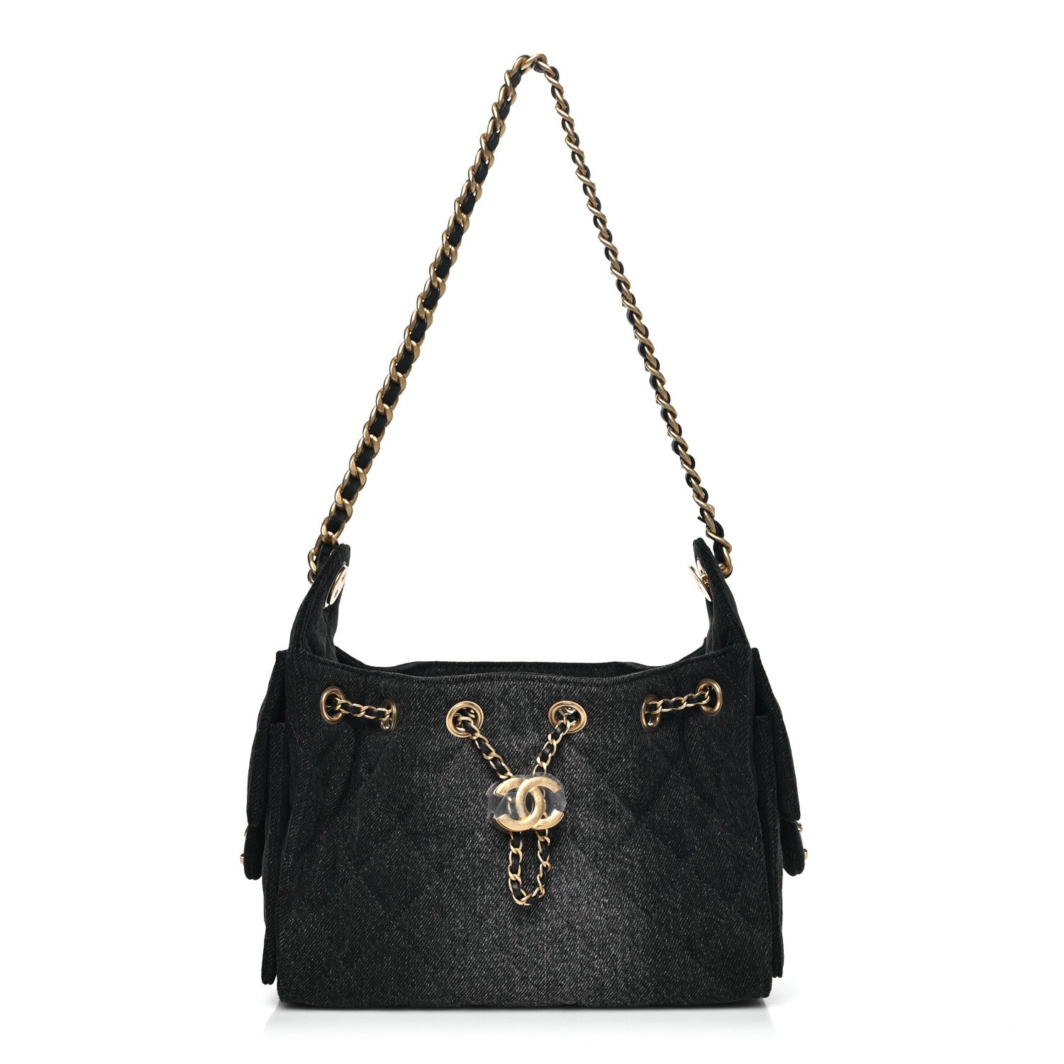 Chanel Washed Denim Quilted Mini Chanel 25 Handbag Black 1 of 11