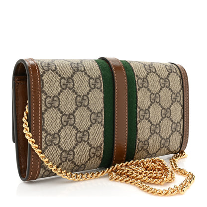 Gucci GG Supreme Monogram Azalea Calfskin Web Jackie 1961 Chain Wallet Beige Ebony Brown Sugar 3 of 13