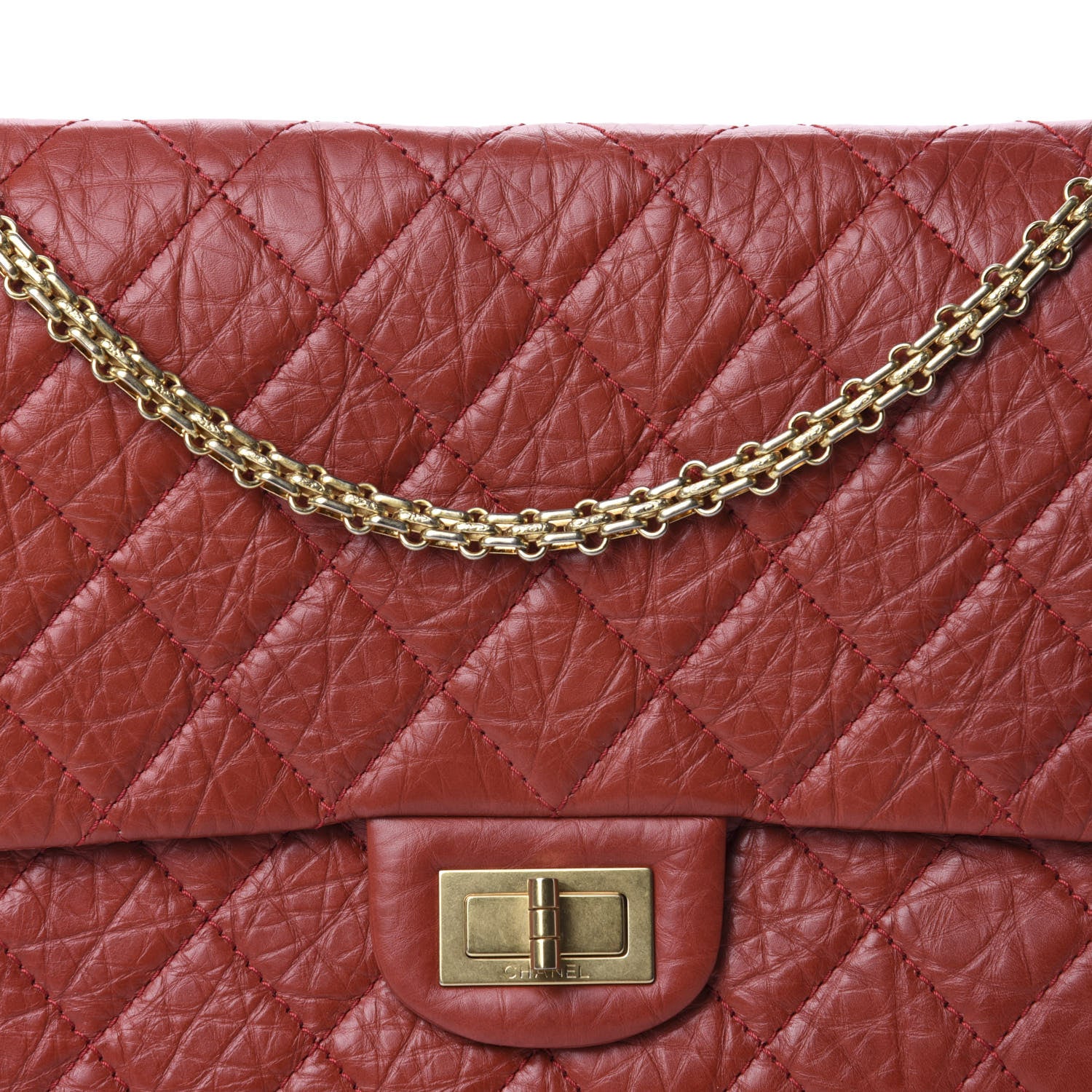 Chanel Aged Calfskin Quilted 2.55 Reissue 227 Flap Red 10 of 11