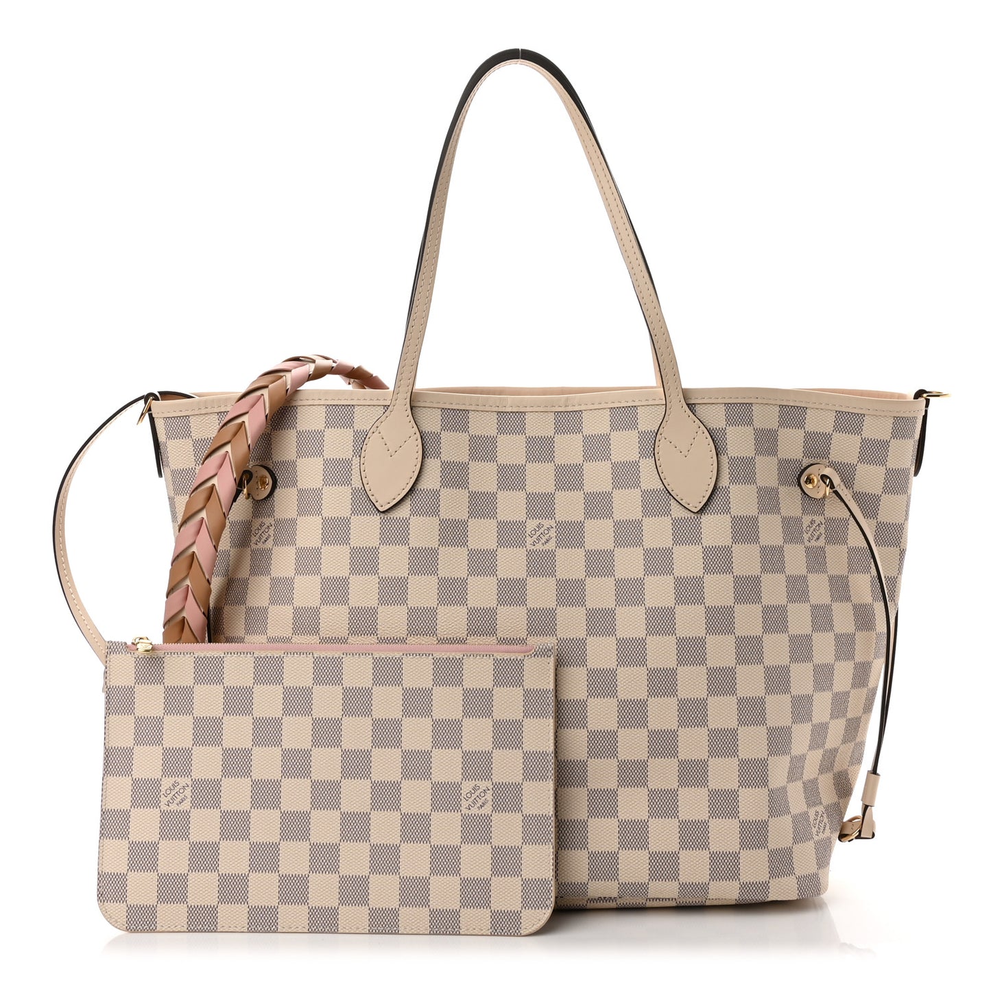 Damier Azur Braided Neverfull MM Pink