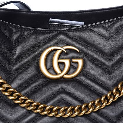 Gucci Calfskin Matelasse Medium GG Marmont Shoulder Tote Bag Black 14 of 16