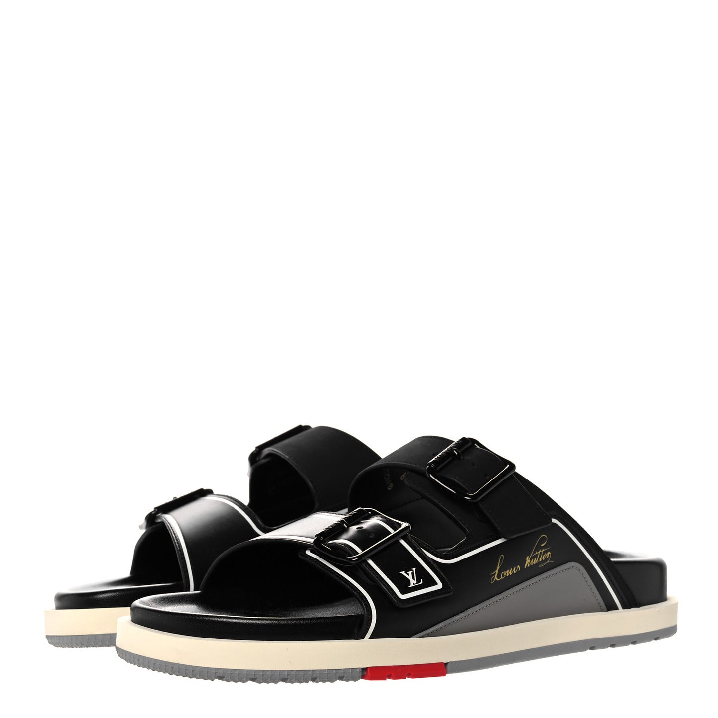 Mix Materials Mens LV Script Trainer Mules 8 Black Multicolor