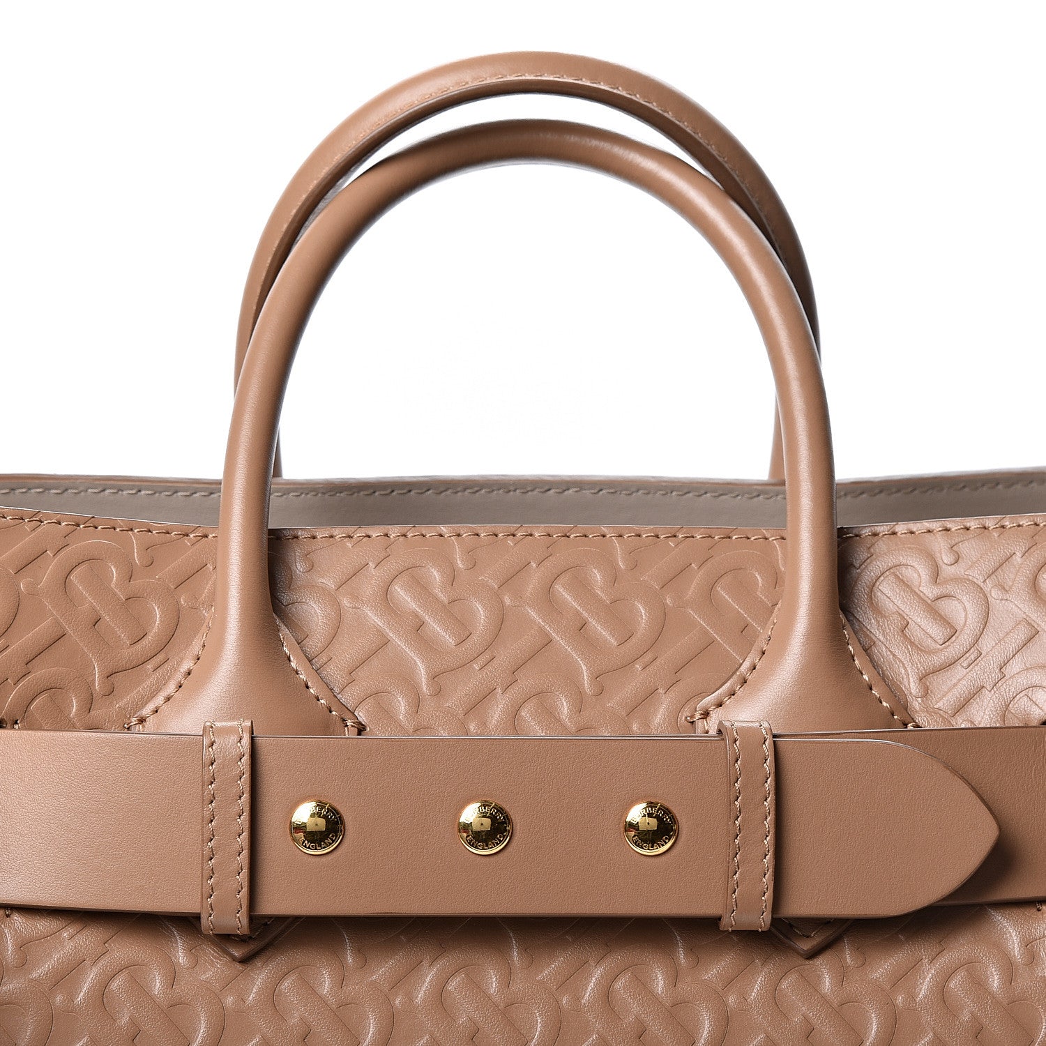 Burberry Calfskin Embossed Monogram Small Belt Bag Light Camel 7 of 9