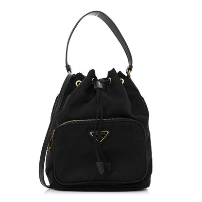 Prada Saffiano Tessuto Nylon Mini Bucket Crossbody Bag Black 1 of 10